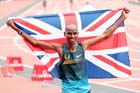 Mo Farah after winning the 3000 metres,  2013 IAAF Diamond League, Sainsbury's Anniversary Games, Queen Elizabeth Olympic Park, London.